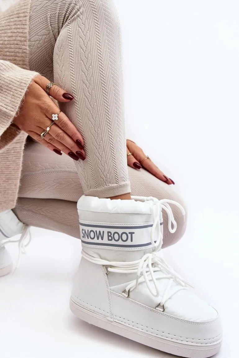 Damskie Wiązane Śniegowce Białe Soia
