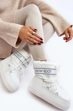 Damskie Wiązane Śniegowce Białe Soia