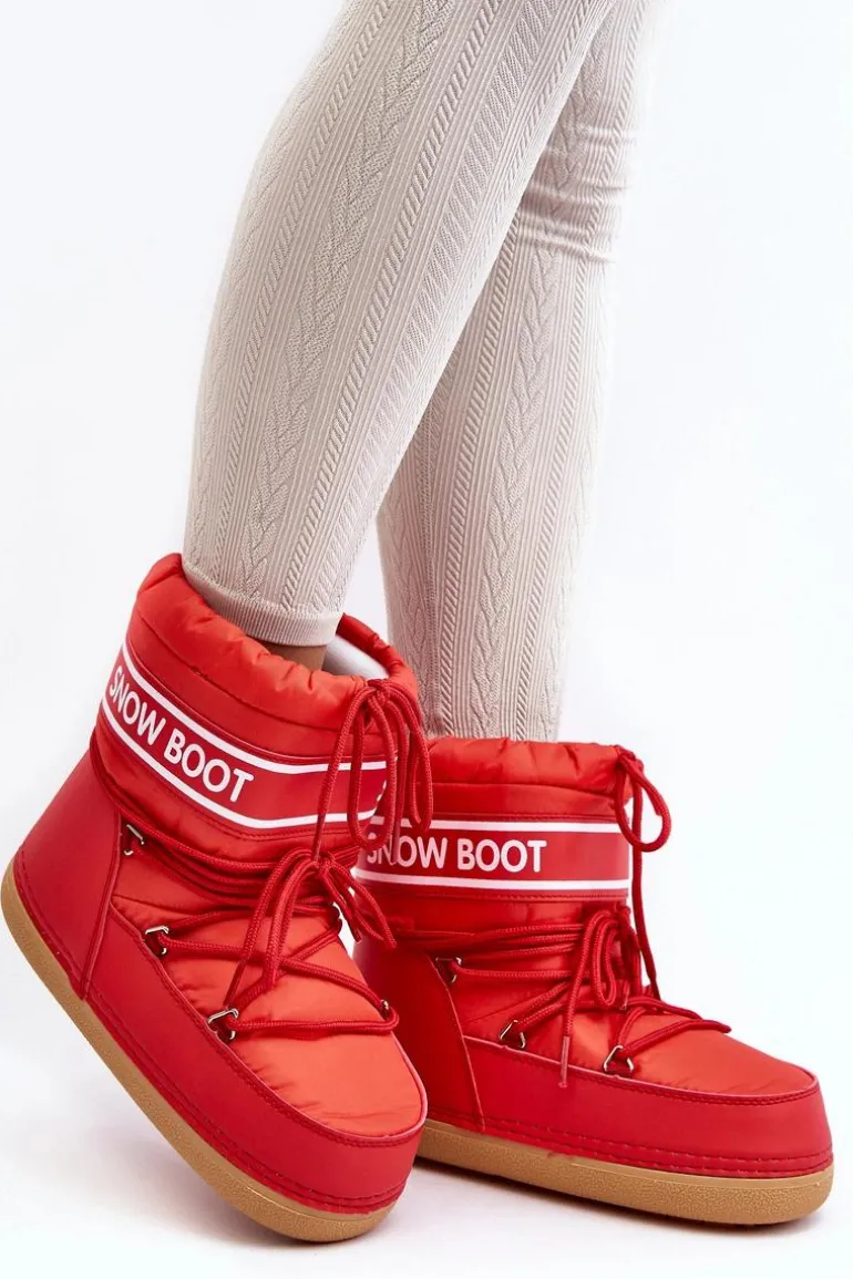 Damskie Wiązane Śniegowce Czerwone Soia