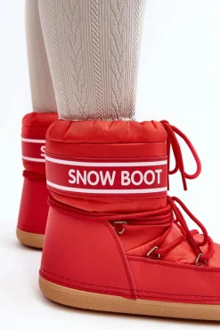 Damskie Wiązane Śniegowce Czerwone Soia