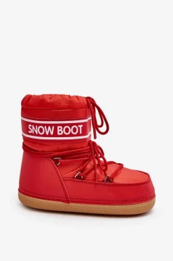 Damskie Wiązane Śniegowce Czerwone Soia