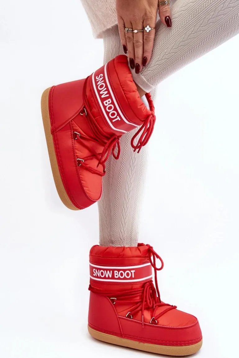 Damskie Wiązane Śniegowce Czerwone Soia