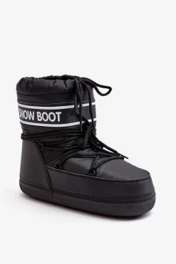 Damskie Wiązane Śniegowce Czarne Soia