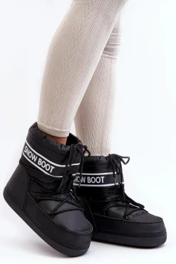 Damskie Wiązane Śniegowce Czarne Soia