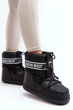 Damskie Wiązane Śniegowce Czarne Soia