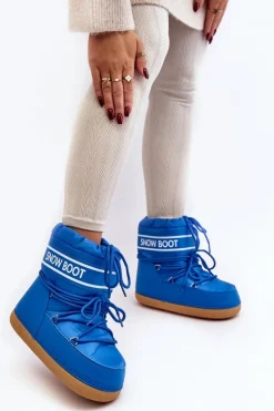 Damskie Wiązane Śniegowce Niebieskie Soia