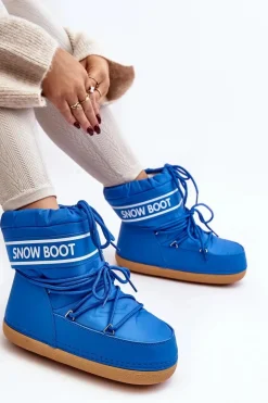 Damskie Wiązane Śniegowce Niebieskie Soia
