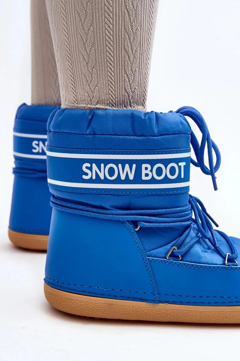 Damskie Wiązane Śniegowce Niebieskie Soia