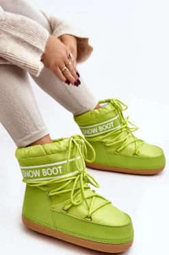 Damskie Wiązane Śniegowce Oliwkowe Soia