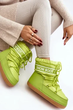 Damskie Wiązane Śniegowce Oliwkowe Soia