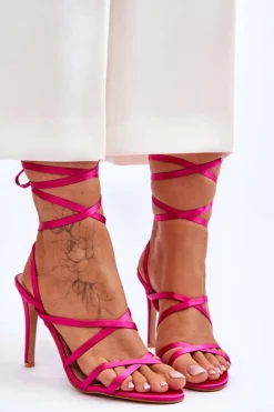 Damskie Wiązane Sandałki Na Szpilce Fuksja Meya