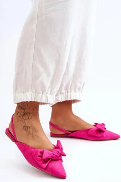 Damskie Wsuwane Baleriny Z Kokardą Fuksja Nadine