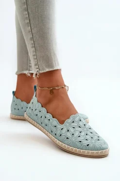 Damskie Wsuwane Baleriny W Kwiaty Niebieskie Vennice