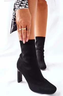 Damskie Wsuwane Botki Ze Skarpetą Czarne Tonight