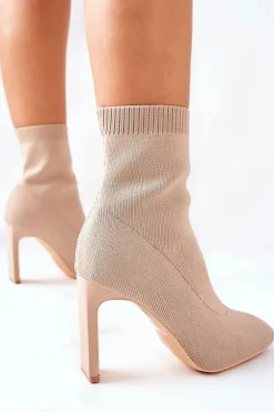Damskie Wsuwane Botki Ze Skarpetą Khaki Tonight