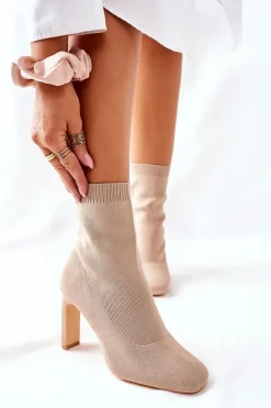 Damskie Wsuwane Botki Ze Skarpetą Khaki Tonight