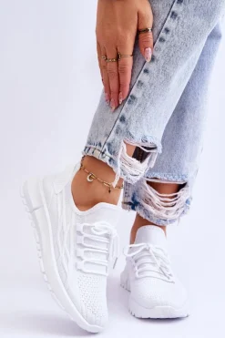 Damskie Wsuwane Buty Sportowe Sneakersy Białe Rosett