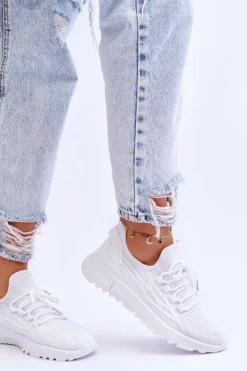 Damskie Wsuwane Buty Sportowe Sneakersy Białe Rosett