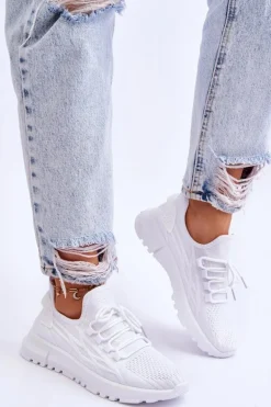 Damskie Wsuwane Buty Sportowe Sneakersy Białe Rosett