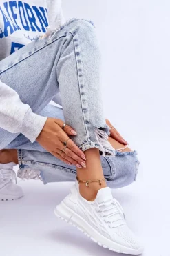 Damskie Wsuwane Buty Sportowe Sneakersy Białe Rosett