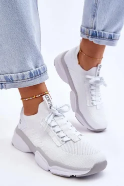 Damskie Wsuwane Buty Sportowe Memory Foam System Big Star LL274A142 Białe