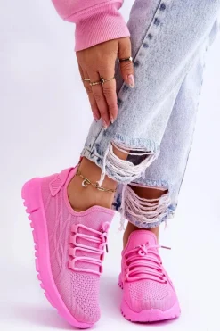 Damskie Wsuwane Buty Sportowe Sneakersy Różowe Rosett