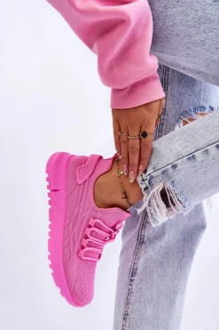 Damskie Wsuwane Buty Sportowe Sneakersy Różowe Rosett