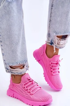 Damskie Wsuwane Buty Sportowe Sneakersy Różowe Rosett