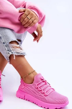 Damskie Wsuwane Buty Sportowe Sneakersy Różowe Rosett