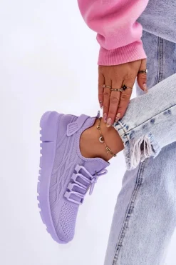 Damskie Wsuwane Buty Sportowe Sneakersy Fioletowe Rosett
