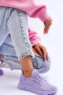 Damskie Wsuwane Buty Sportowe Sneakersy Fioletowe Rosett