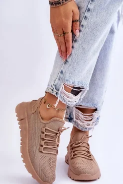 Damskie Wsuwane Buty Sportowe Sneakersy Ciemnobeżowe Rosett