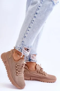Damskie Wsuwane Buty Sportowe Sneakersy Ciemnobeżowe Rosett