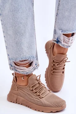 Damskie Wsuwane Buty Sportowe Sneakersy Ciemnobeżowe Rosett