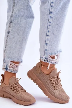 Damskie Wsuwane Buty Sportowe Sneakersy Ciemnobeżowe Rosett