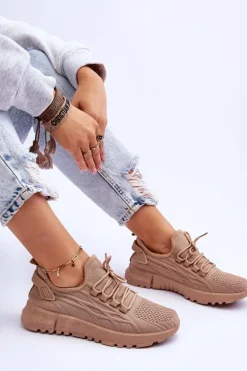 Damskie Wsuwane Buty Sportowe Sneakersy Ciemnobeżowe Rosett
