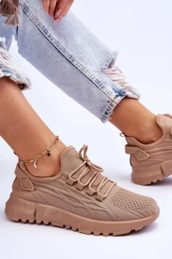 Damskie Wsuwane Buty Sportowe Sneakersy Ciemnobeżowe Rosett