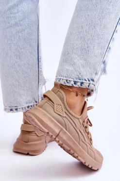 Damskie Wsuwane Buty Sportowe Sneakersy Ciemnobeżowe Rosett
