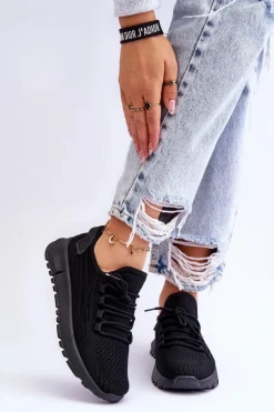 Damskie Wsuwane Buty Sportowe Sneakersy Czarne Rosett