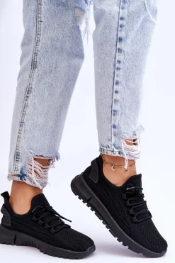 Damskie Wsuwane Buty Sportowe Sneakersy Czarne Rosett