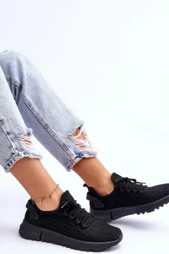 Damskie Wsuwane Buty Sportowe Sneakersy Czarne Rosett
