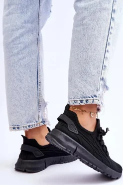Damskie Wsuwane Buty Sportowe Sneakersy Czarne Rosett