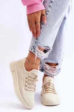 Damskie Wsuwane Buty Sportowe Sneakersy Beżowe Rosett