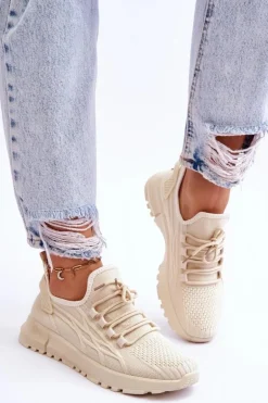 Damskie Wsuwane Buty Sportowe Sneakersy Beżowe Rosett