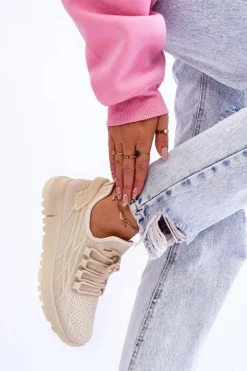 Damskie Wsuwane Buty Sportowe Sneakersy Beżowe Rosett