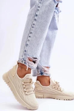 Damskie Wsuwane Buty Sportowe Sneakersy Beżowe Rosett