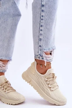 Damskie Wsuwane Buty Sportowe Sneakersy Beżowe Rosett