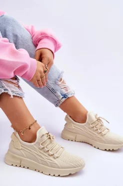 Damskie Wsuwane Buty Sportowe Sneakersy Beżowe Rosett