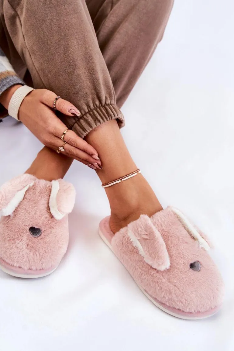 Damskie Wsuwane Futrzane Papcie Jasnofioletowe Remmi