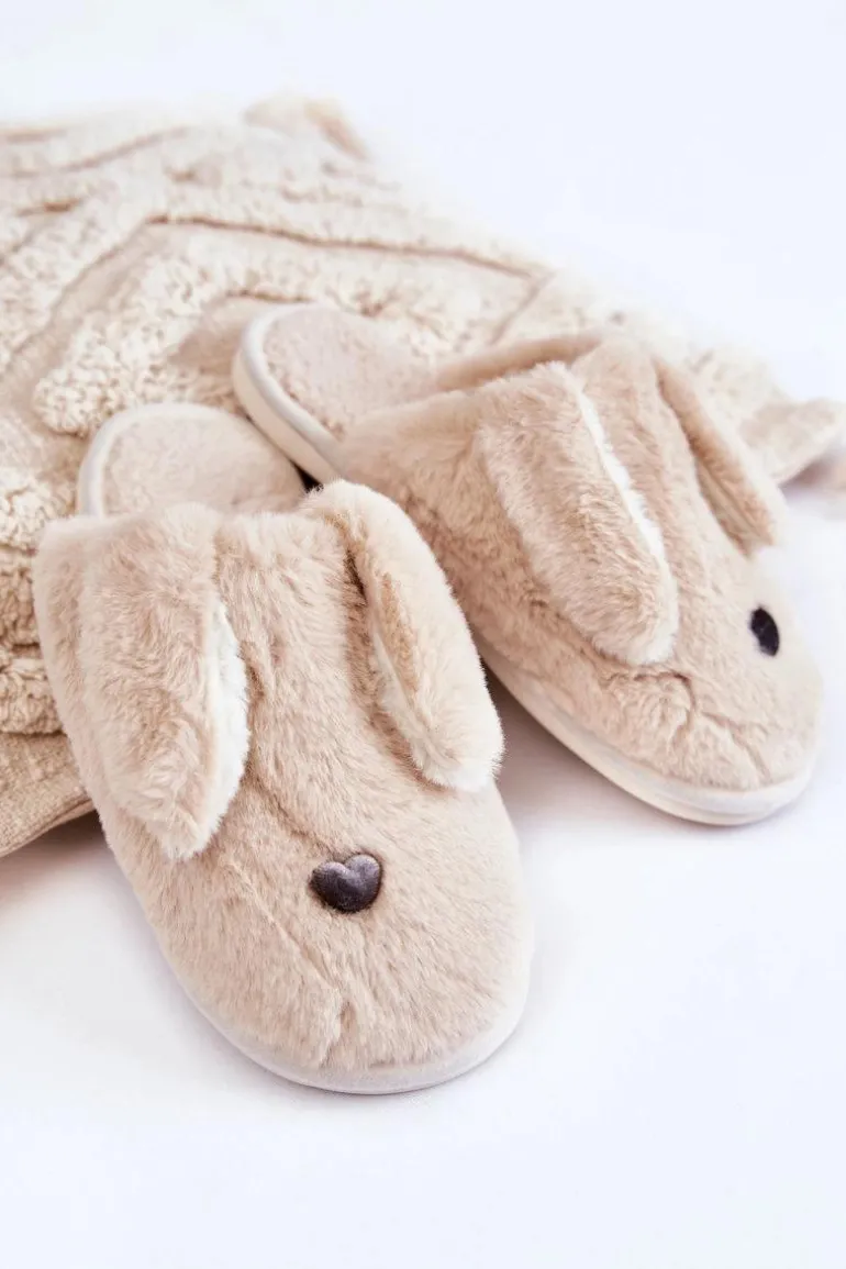 Damskie Wsuwane Futrzane Papcie Beżowe Remmi